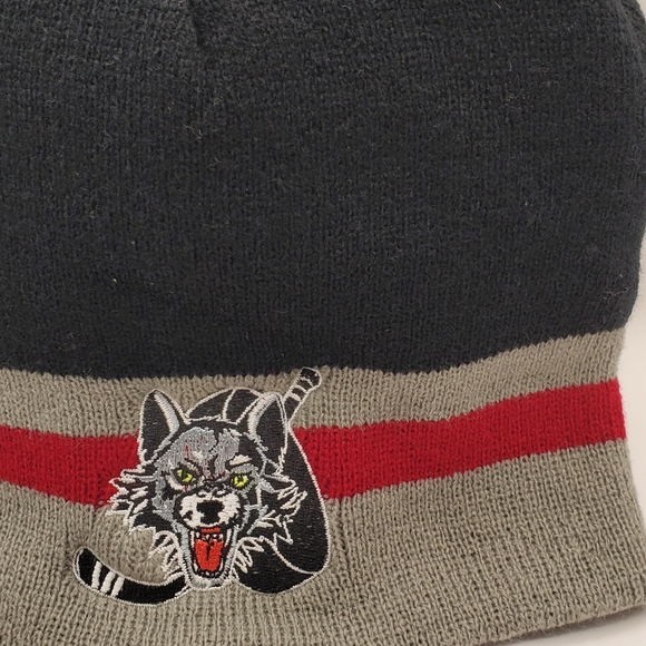 Chicago Wolves Minor League Hockey Winter Hat Beanie AHL Blues Affil Black NWOT - Picture 5 of 6
